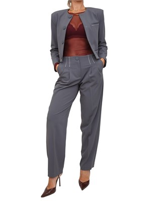 Giacca monopetto Armani Exchange in tessuto fluido grigio in DONNA