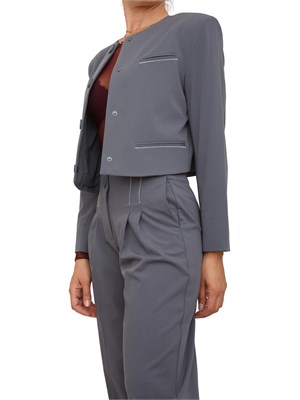 Giacca monopetto Armani Exchange in tessuto fluido grigio in DONNA