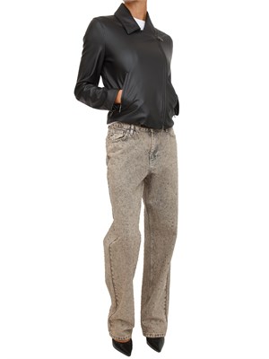 Giubbino Armani Exchange in ecopelle nera con zip diagonale in DONNA