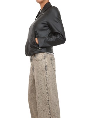 Giubbino Armani Exchange in ecopelle nera con zip diagonale in DONNA
