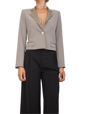 Giacca cropped monopetto Armani Exchange in misto viscosa grigia con rever a contrasto in DONNA