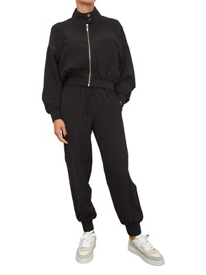 Tuta sportiva Twinset felpa e pantalone in scuba nero con inserto logo in DONNA