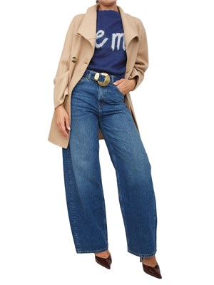 Jeans ampi Twinset in denim medio con cintura e maxi fibbia in DONNA