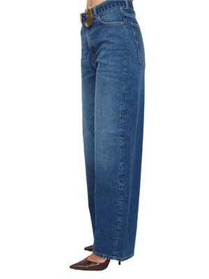 Jeans ampi Twinset in denim medio con cintura e maxi fibbia in DONNA