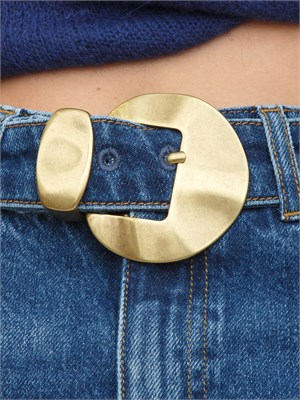 Jeans ampi Twinset in denim medio con cintura e maxi fibbia in DONNA