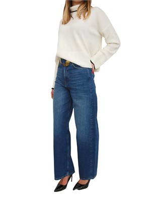 Jeans ampi Twinset in denim medio con cintura e maxi fibbia in DONNA