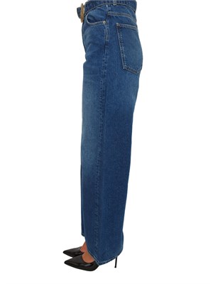 Jeans ampi Twinset in denim medio con cintura e maxi fibbia in DONNA
