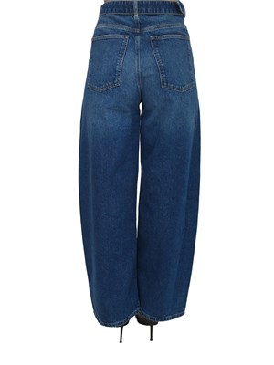 Jeans ampi Twinset in denim medio con cintura e maxi fibbia in DONNA