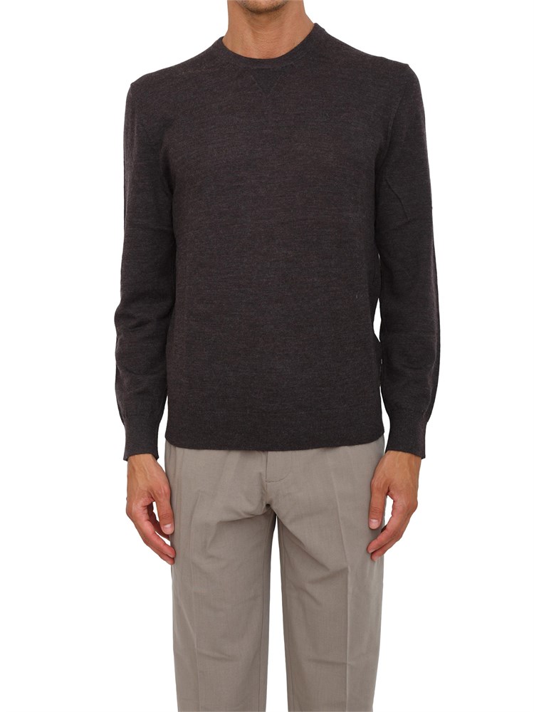 Maglione girocollo marrone Armani Exchange in lana vergine