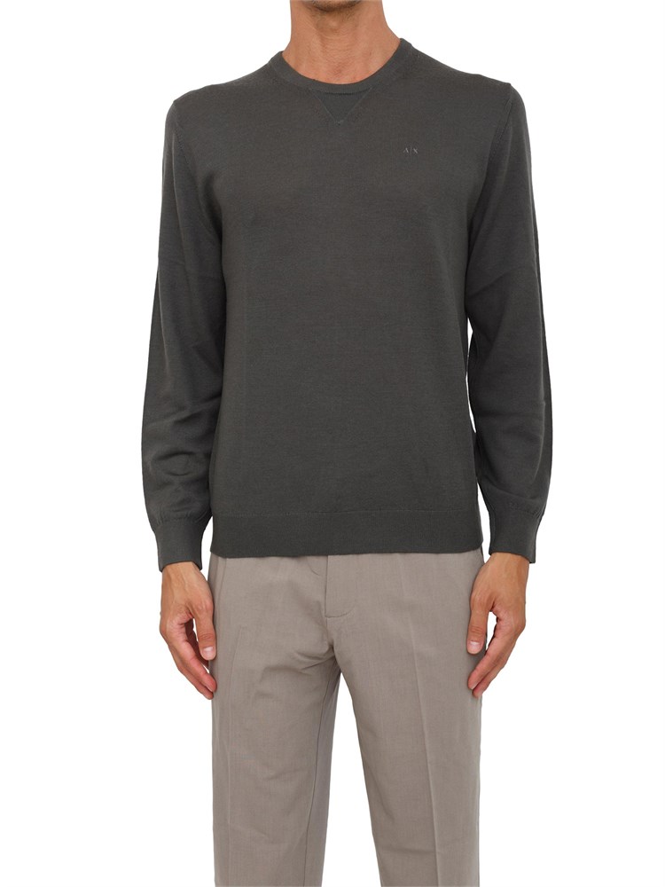 Maglione girocollo verde Armani Exchange in lana vergine