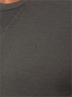 Maglione girocollo verde Armani Exchange in lana vergine in UOMO