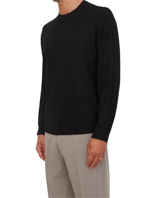 Maglione girocollo nero Armani Exchange lavorazione a onde in UOMO