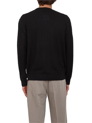 Maglione girocollo nero Armani Exchange lavorazione a onde in UOMO