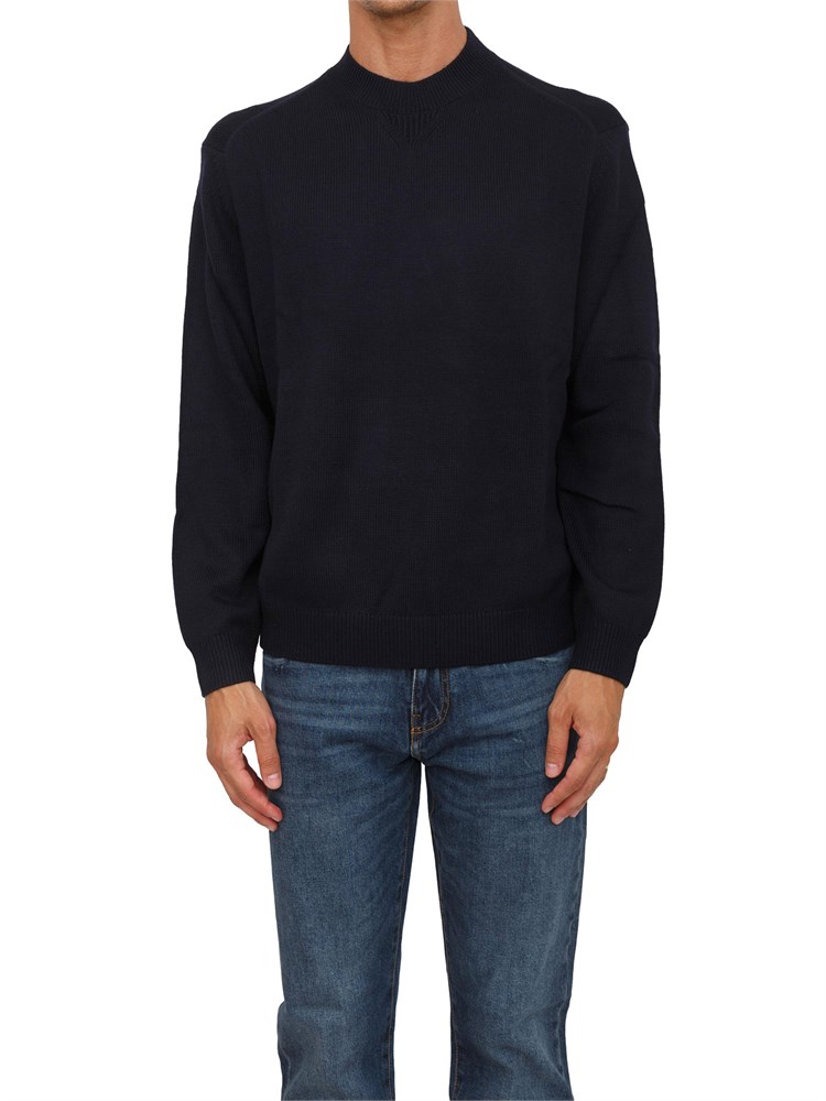 Maglione girocollo blu Armani Exchange in lana e cotone