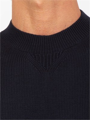 Maglione girocollo blu Armani Exchange in lana e cotone in UOMO