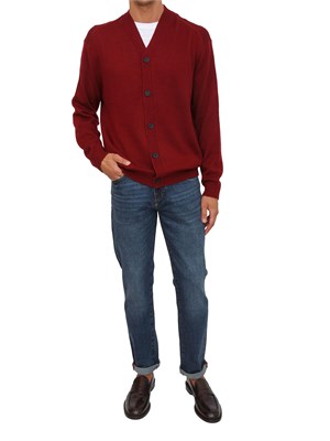 Cardigan bordeaux Armani Exchange in lana e cotone in UOMO