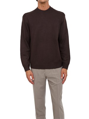 Maglione girocollo marrone Armani Exchange in lana e cotone in UOMO