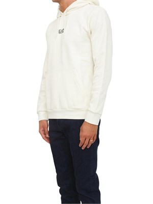 Felpa avorio EA7 con cappuccio Core Identity in misto cotone in UOMO