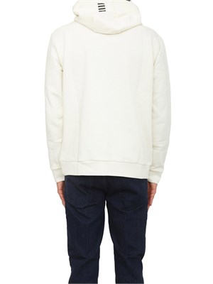 Felpa avorio EA7 con cappuccio Core Identity in misto cotone in UOMO