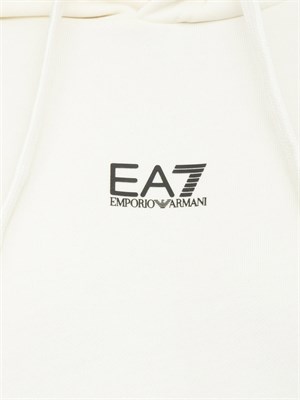 Felpa avorio EA7 con cappuccio Core Identity in misto cotone in UOMO