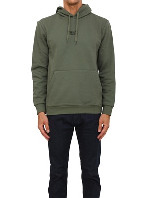 Felpa verde EA7 con cappuccio Core Identity in misto cotone in UOMO