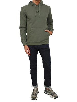 Felpa verde EA7 con cappuccio Core Identity in misto cotone in UOMO
