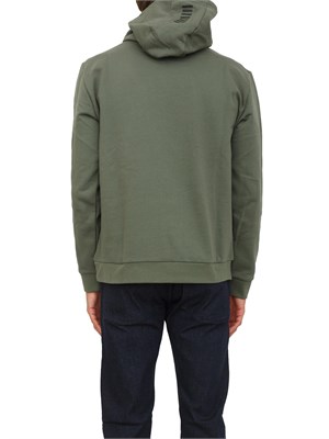 Felpa verde EA7 con cappuccio Core Identity in misto cotone in UOMO