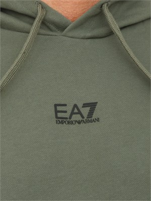 Felpa verde EA7 con cappuccio Core Identity in misto cotone in UOMO