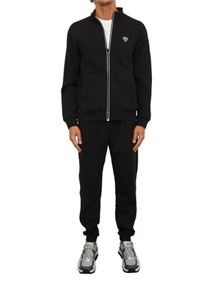 Tuta sportiva nero EA7 Premium Shield in misto viscosa stretch in UOMO