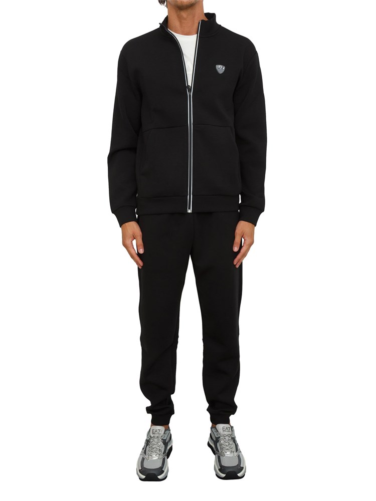 Tuta sportiva nero EA7 Premium Shield in misto viscosa stretch