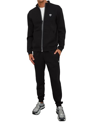 Tuta sportiva nero EA7 Premium Shield in misto viscosa stretch in UOMO