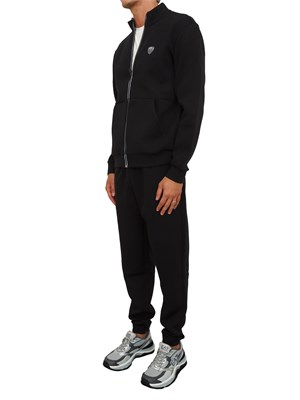Tuta sportiva nero EA7 Premium Shield in misto viscosa stretch in UOMO