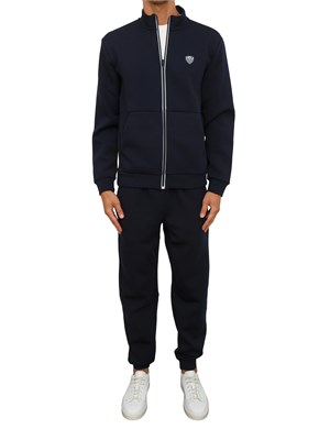 Tuta sportiva blu EA7 Premium Shield in misto viscosa stretch in UOMO