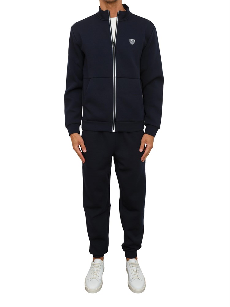 Tuta sportiva blu EA7 Premium Shield in misto viscosa stretch