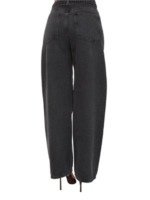 Jeans Twinset in denim nero con cintura e maxi fibbia su vita in DONNA