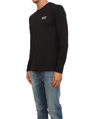 T-shirt nero Ea7 a maniche lunghe in jersey stretch in UOMO