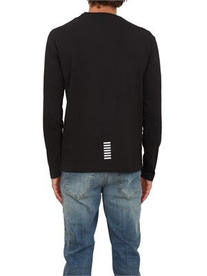 T-shirt nero Ea7 a maniche lunghe in jersey stretch in UOMO