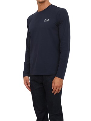 T-shirt blu Ea7 a maniche lunghe in jersey stretch in UOMO