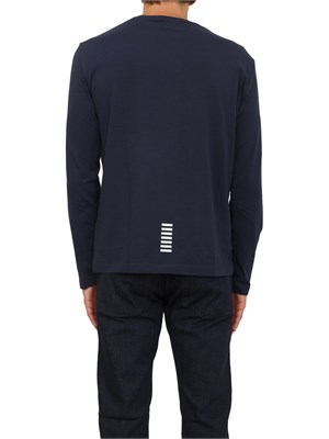 T-shirt blu Ea7 a maniche lunghe in jersey stretch in UOMO