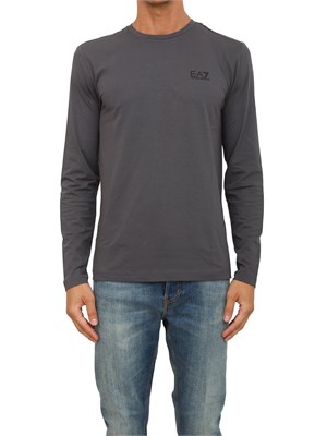 T-shirt grigio Ea7 a maniche lunghe in jersey stretch in UOMO