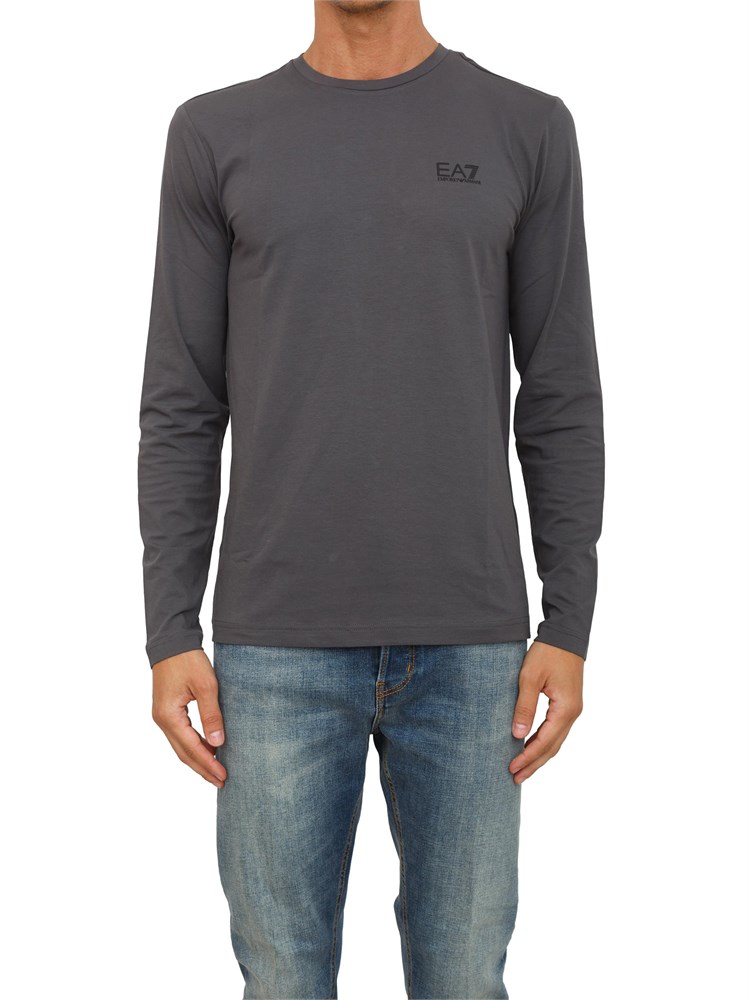 T-shirt grigio Ea7 a maniche lunghe in jersey stretch