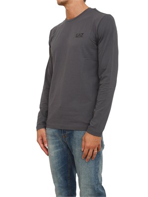 T-shirt grigio Ea7 a maniche lunghe in jersey stretch in UOMO