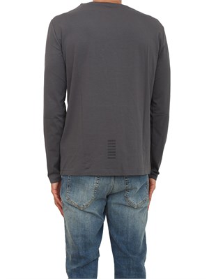 T-shirt grigio Ea7 a maniche lunghe in jersey stretch in UOMO