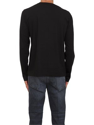 T-shirt nero Ea7 a maniche lunghe in jersey stretch in UOMO