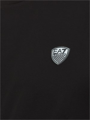 T-shirt nero Ea7 a maniche lunghe in jersey stretch in UOMO