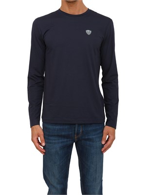 T-shirt blu Ea7 a maniche lunghe in jersey stretch in UOMO