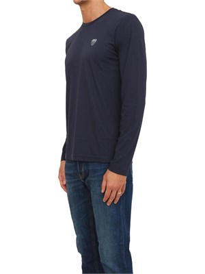 T-shirt blu Ea7 a maniche lunghe in jersey stretch in UOMO