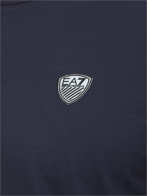 T-shirt blu Ea7 a maniche lunghe in jersey stretch in UOMO