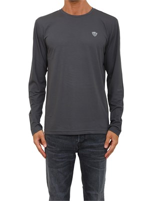 T-shirt grigio Ea7 a maniche lunghe in jersey stretch in UOMO