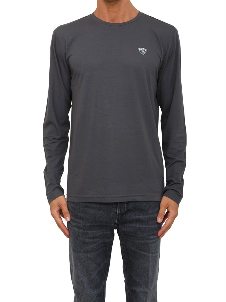 T-shirt grigio Ea7 a maniche lunghe in jersey stretch